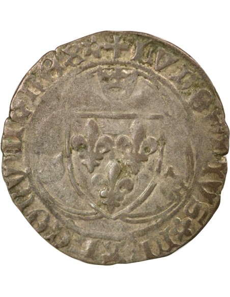 Louis XI A la Couronne 1 douzain Billon 1461-1483 S Troyes