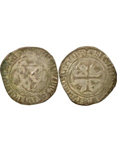 Louis XI A la Couronne 1 douzain Billon 1461-1483 H La Rochelle