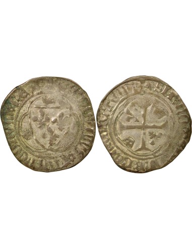 Louis XI A la Couronne 1 douzain Billon 1461-1483 H La Rochelle