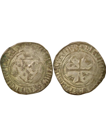 Louis XI A la Couronne 1 douzain Billon 1461-1483 H La Rochelle