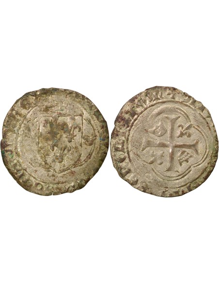 Charles VII A la Couronne 1 blanc à la couronne Billon 1456-1461 Mâcon