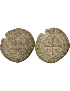 Charles VIII A la Couronne 1 blanc à la couronne Billon 1488-1498 Y Bourges
