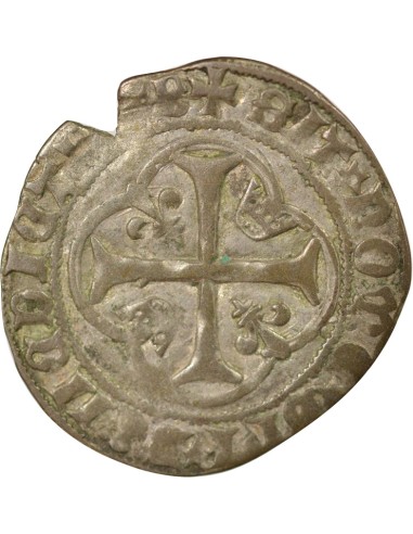 Charles VIII A la Couronne 1 blanc à la couronne Billon 1488-1498 Y Bourges