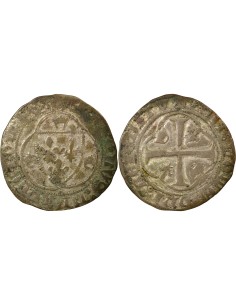 Charles VII A la Couronne 1 blanc à la couronne Billon 1436-1447 H La Rochelle