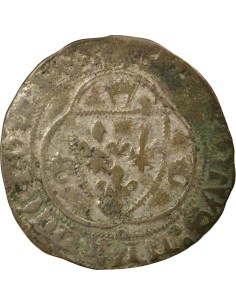 Charles VII A la Couronne 1 blanc à la couronne Billon 1436-1447 H La Rochelle 2