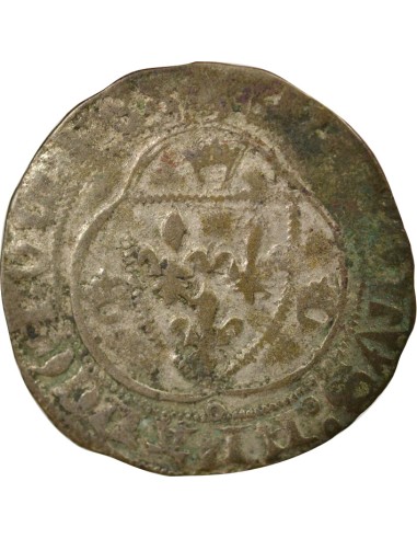 Charles VII A la Couronne 1 blanc à la couronne Billon 1436-1447 H La Rochelle