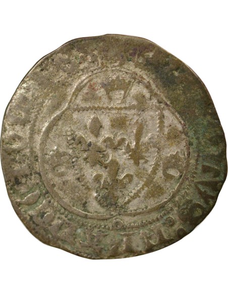 Charles VII A la Couronne 1 blanc à la couronne Billon 1436-1447 H La Rochelle