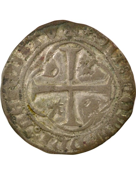 Charles VII A la Couronne 1 blanc à la couronne Billon 1436-1447 H La Rochelle