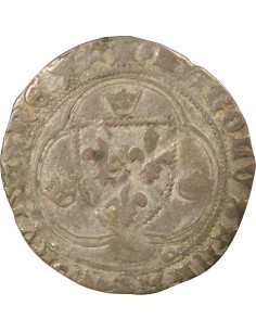 Charles VIII A la Couronne 1 blanc à la couronne Billon 1488-1498 H La Rochelle 2