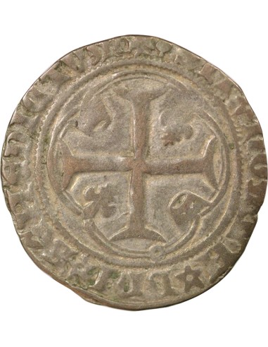 Charles VIII A la Couronne 1 blanc à la couronne Billon 1488-1498 H La Rochelle