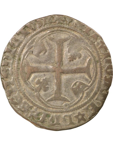 Charles VIII A la Couronne 1 blanc à la couronne Billon 1488-1498 H La Rochelle