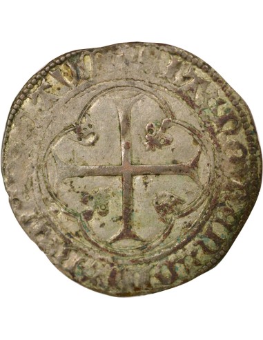 Charles VII A la Couronne 1 blanc à la couronne Billon 1456-1461 S Troyes