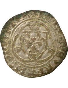 Charles VII A la Couronne 1 blanc à la couronne Billon 1456-1461 B Rouen 2