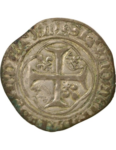 Charles VII A la Couronne 1 blanc à la couronne Billon 1456-1461 B Rouen