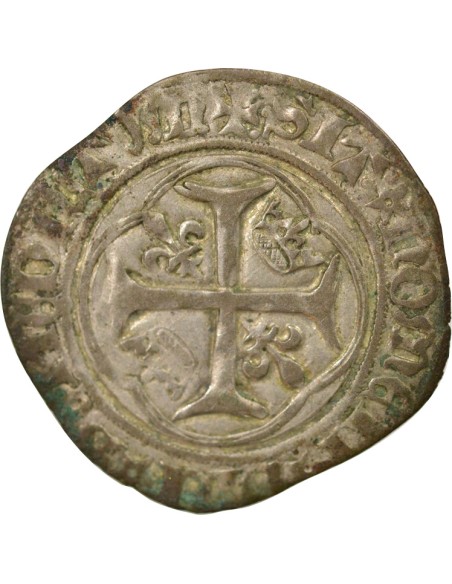 Charles VII A la Couronne 1 blanc à la couronne Billon 1456-1461 B Rouen
