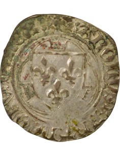 Charles VIII A la Couronne 1 blanc à la couronne Billon 1488-1498 E Tours 2