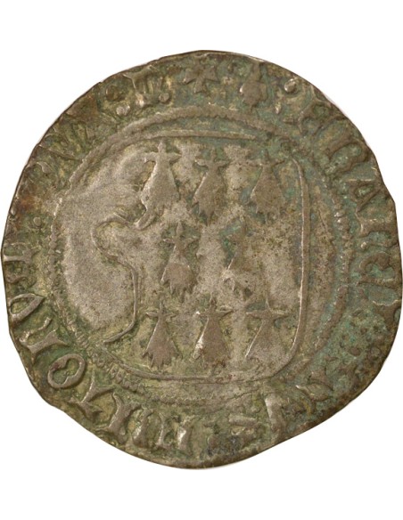 Duché de Bretagne François II de Bretagne A la Targe 1 blanc Billon 1458-1488 9 Rennes