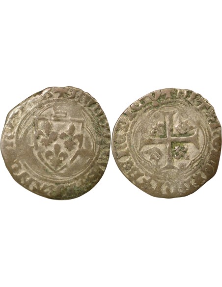 Louis XI A la Couronne 1 douzain Billon 1461-1483 C Saint-Lô