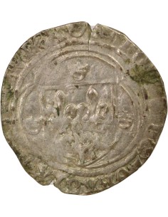 Charles VII A la Couronne 1 blanc à la couronne Billon 1456-1461 2