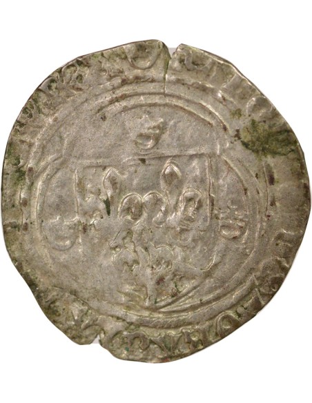 Charles VII A la Couronne 1 blanc à la couronne Billon 1456-1461