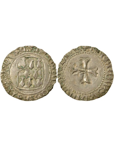 Duché de Bretagne François II de Bretagne A la Targe 1 blanc Billon 1458-1488 9 Rennes