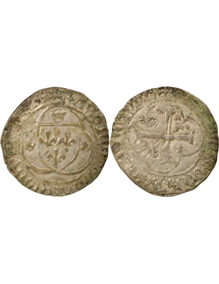 Charles VII A la Couronne 1 blanc à la couronne Billon 1456-1461 F Angers