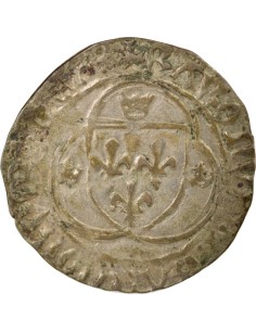 Charles VII A la Couronne 1 blanc à la couronne Billon 1456-1461 F Angers 2