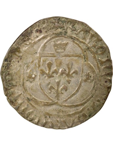 Charles VII A la Couronne 1 blanc à la couronne Billon 1456-1461 F Angers