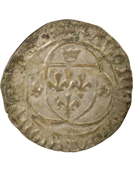 Charles VII A la Couronne 1 blanc à la couronne Billon 1456-1461 F Angers
