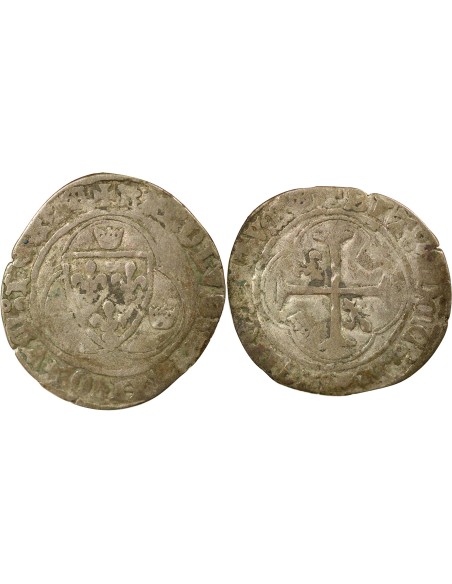 Charles VII A la Couronne 1 blanc à la couronne Billon 1436-1447 I Limoges