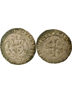 Louis XI A la Couronne 1 douzain Billon 1461-1483 E Tours