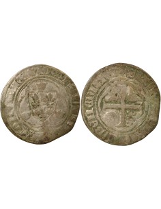 Charles VII A la Couronne 1 blanc à la couronne Billon 1436-1447 P Dijon