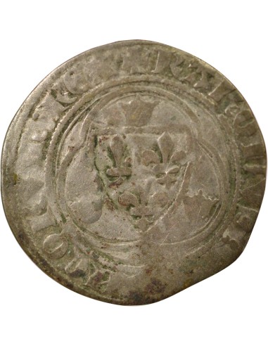 Charles VII A la Couronne 1 blanc à la couronne Billon 1436-1447 P Dijon