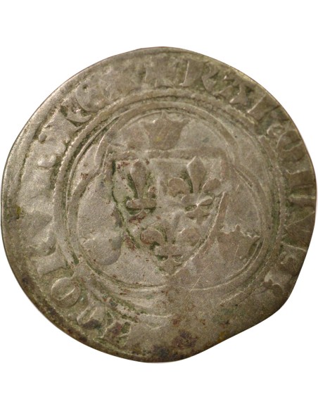 Charles VII A la Couronne 1 blanc à la couronne Billon 1436-1447 P Dijon