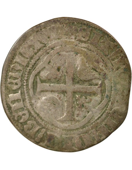 Charles VII A la Couronne 1 blanc à la couronne Billon 1436-1447 P Dijon