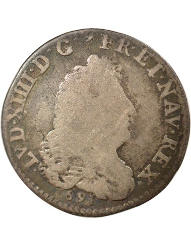 Louis XIV Aux Huit L 1/12 écu Argent 1691 W Lille