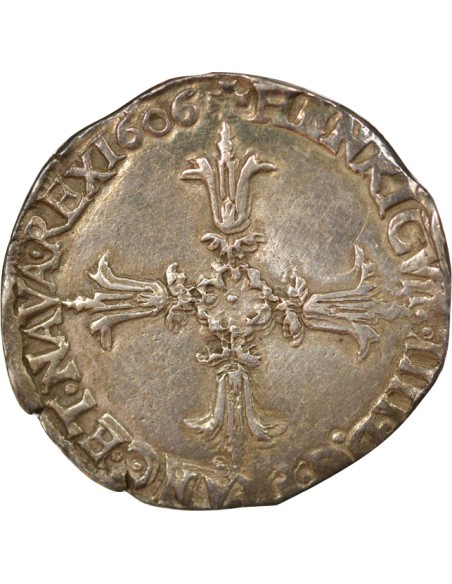 Roi de Navarre et de France Croix Feuillue 1/4 écu Argent 1606