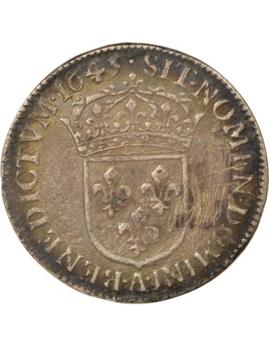 Louis XIV A la Mèche Courte 1/4 écu Argent 1645 A - Paris