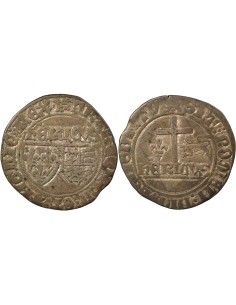 Henry VI Lancaster Aux Ecus 1 blanc Billon 1422-1449 B Rouen