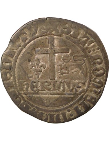 Henry VI Lancaster Aux Ecus 1 blanc Billon 1422-1449 B Rouen
