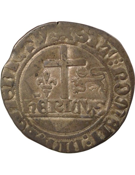 Henry VI Lancaster Aux Ecus 1 blanc Billon 1422-1449 B Rouen