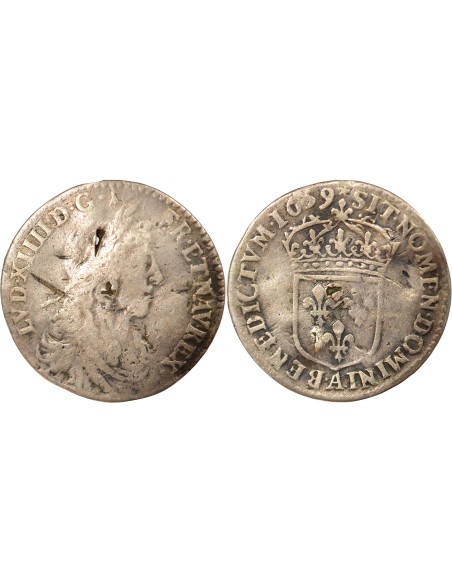 Louis XIV Au Buste Juvénile 1/12 ecu Argent 1659 A - Paris