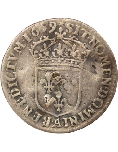 Louis XIV Au Buste Juvénile 1/12 ecu Argent 1659 A - Paris