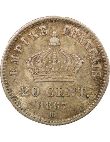 Napoléon III Grand Module 20 centimes Argent 1867 BB Strasbourg