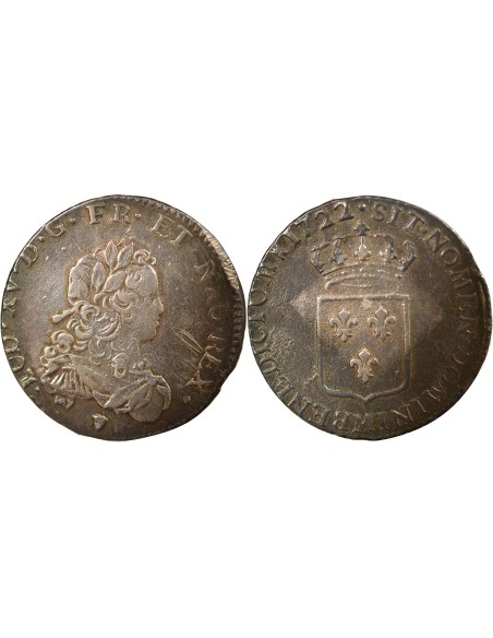 Louis XV De France 1/3 ecu Argent 1722 M Toulouse
