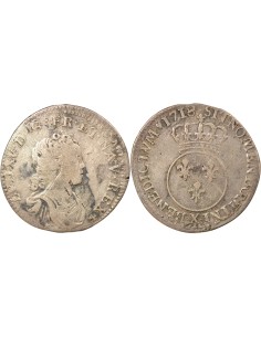Louis XV Vertugadin 1/10 ecu Argent 1718 X Amiens