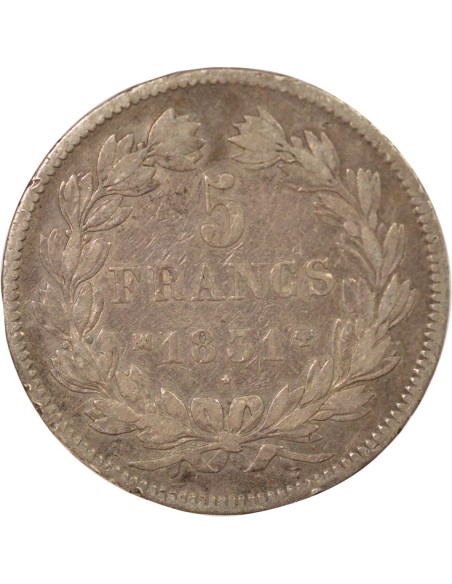 Louis-Philippe Ier Tranche en Creux 5 francs Argent 1831 MA Marseille