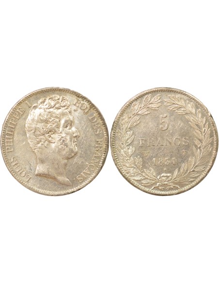 Louis-Philippe Ier Tr. en Creux 5 francs Argent 1831 W Lille
