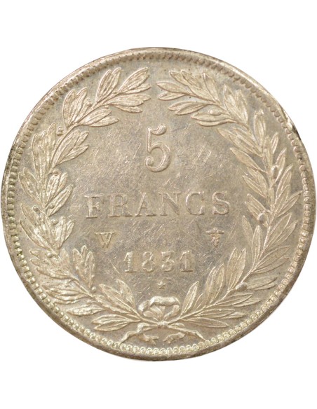 Louis-Philippe Ier Tr. en Creux 5 francs Argent 1831 W Lille