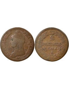 Dupré 2 décimes Cuivre An 4 A - Paris